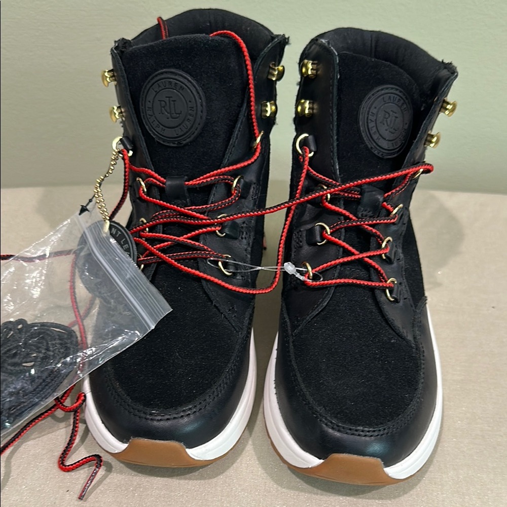 Ralph Lauren Black and Red Athletic Shoes with Sporty Design